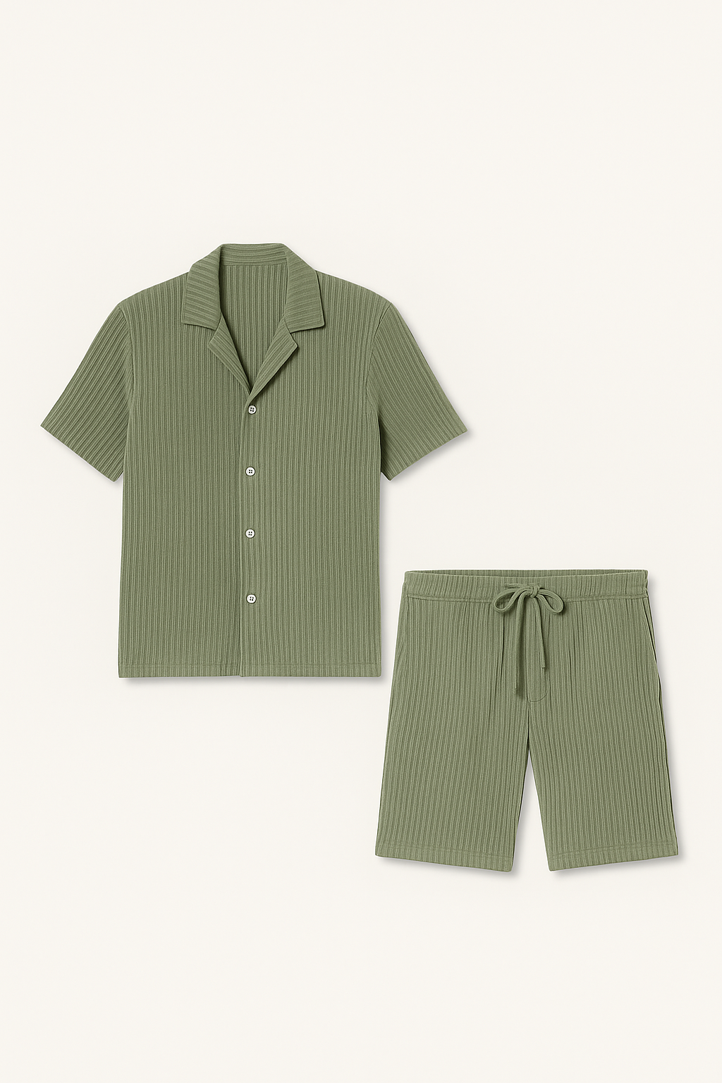 Classic Men’s Shirt and Shorts Set - Gray
