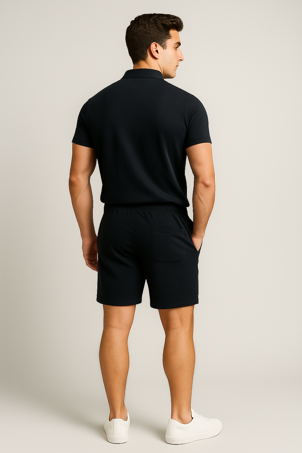 Men’s Polo and Shorts Summer Set Black