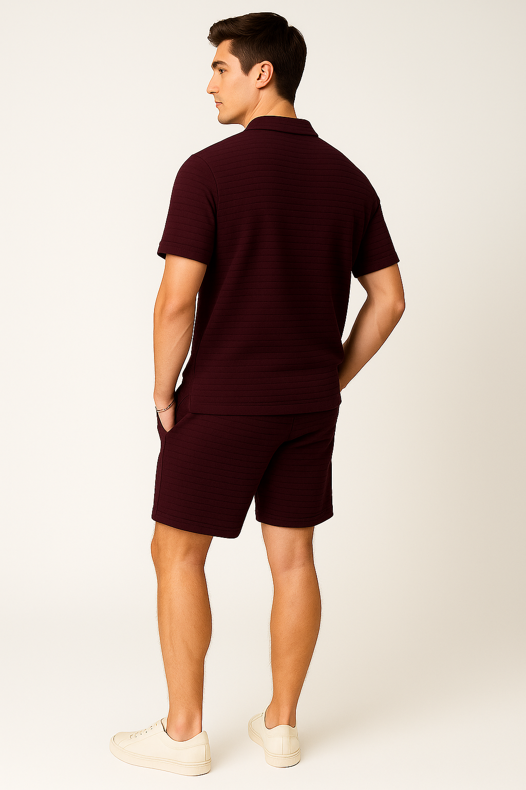 Trendy Men’s Summer Outfit - Wine Red