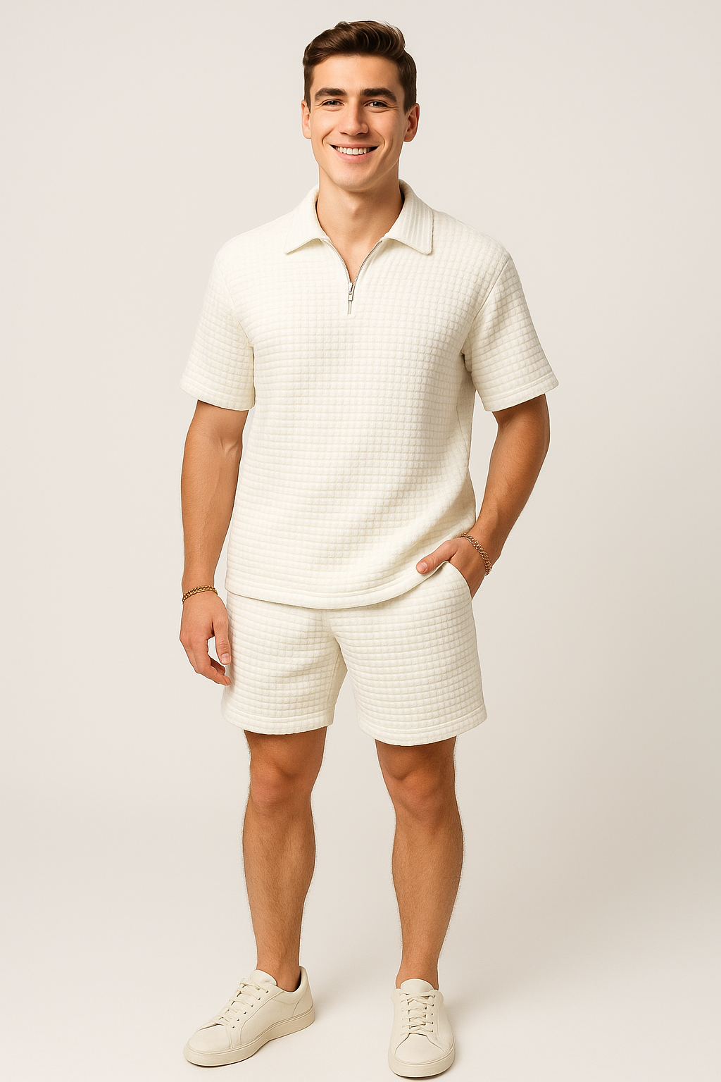 Trendy Men’s Summer Outfit - White