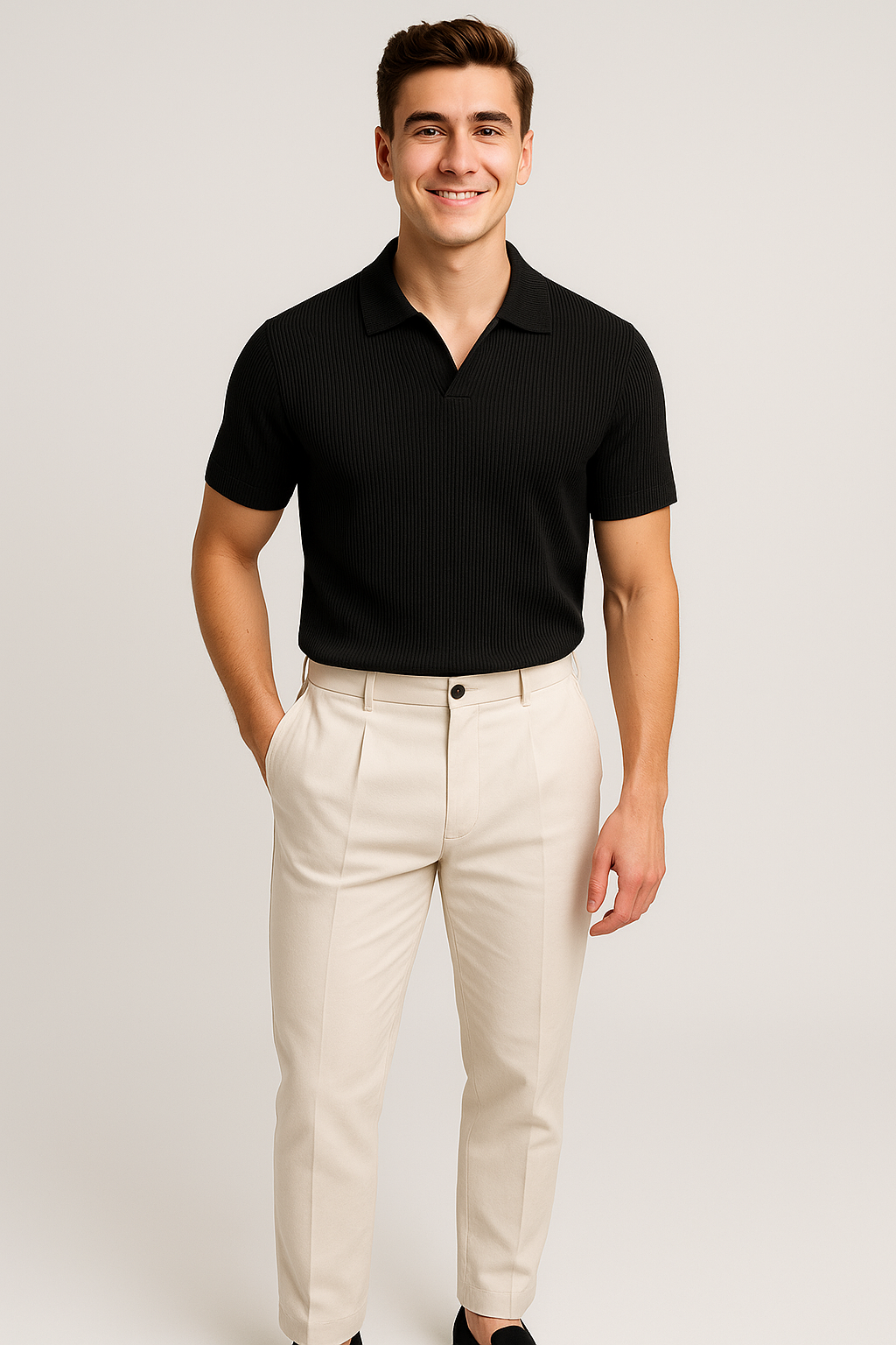 Trendy Men’s Casual Polo Shirt – Black