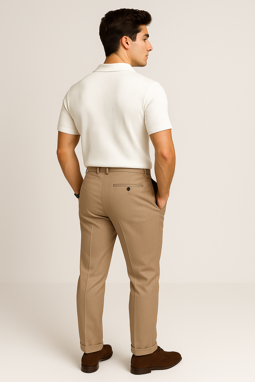 Men’s Casual Polo Shirt – Breathable Short Sleeve Shirt with Classic Fit White