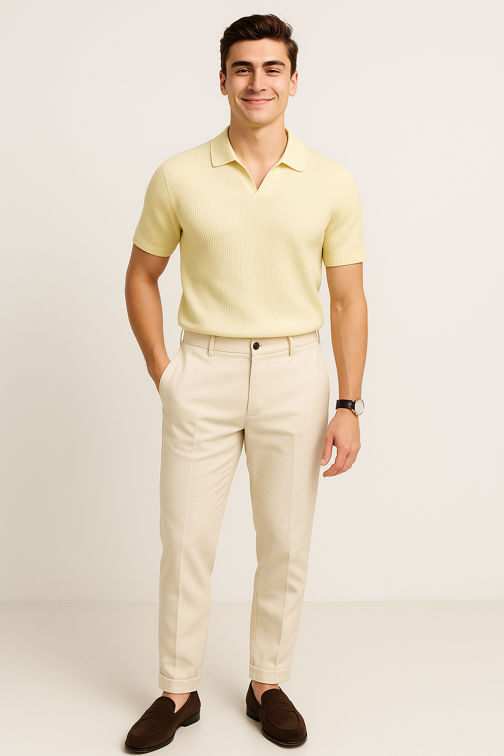Trendy Men’s Casual Polo Shirt – Khaki