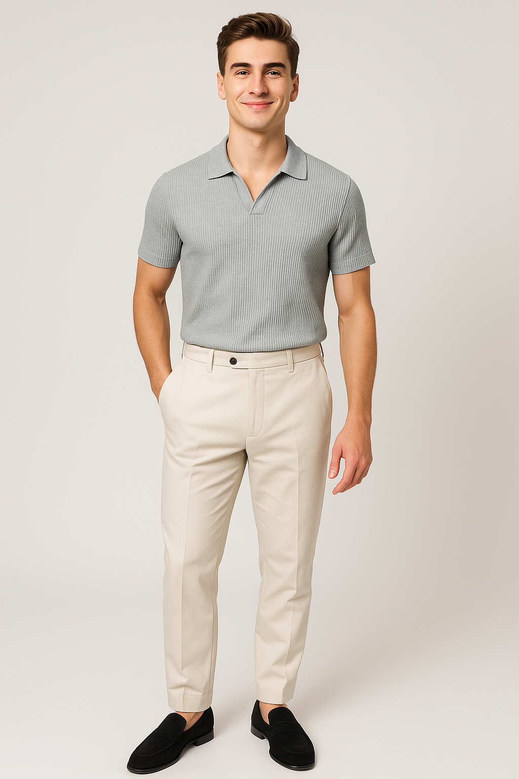 Trendy Men’s Casual Polo Shirt – Gray