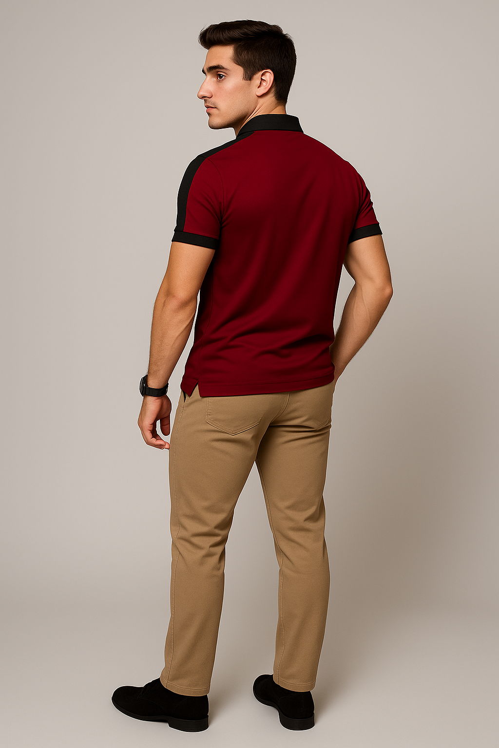 Elegant Men’s Short Sleeve Business Polo Shirt – Red
