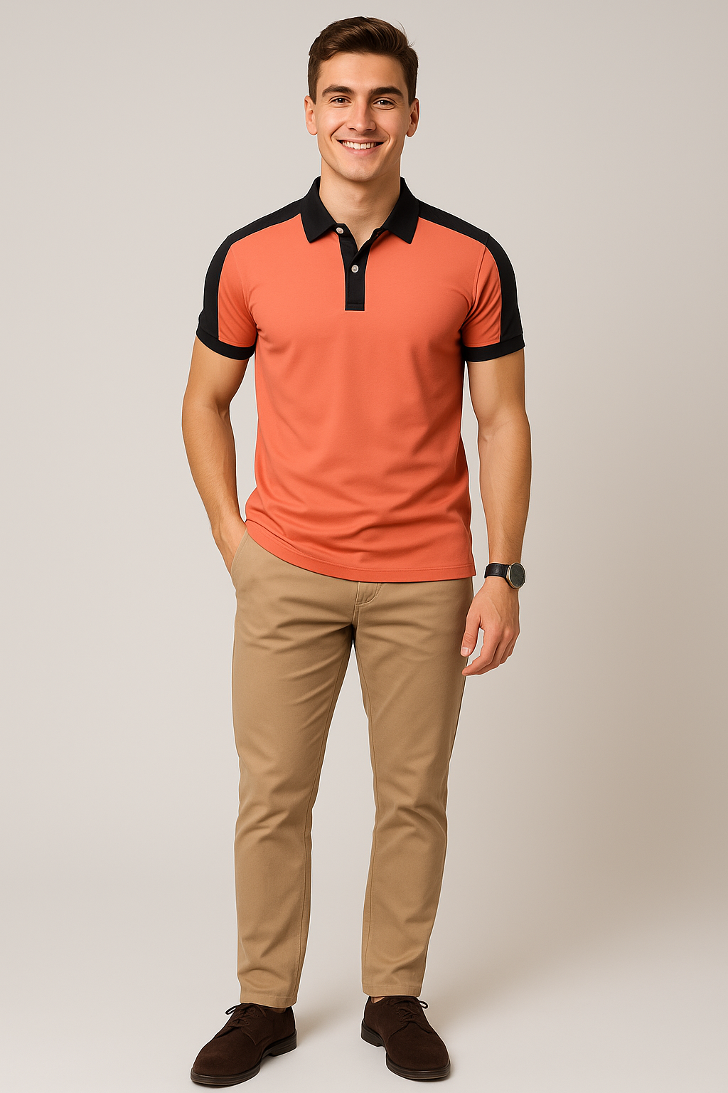 Elegant Men’s Short Sleeve Business Polo Shirt – Orange