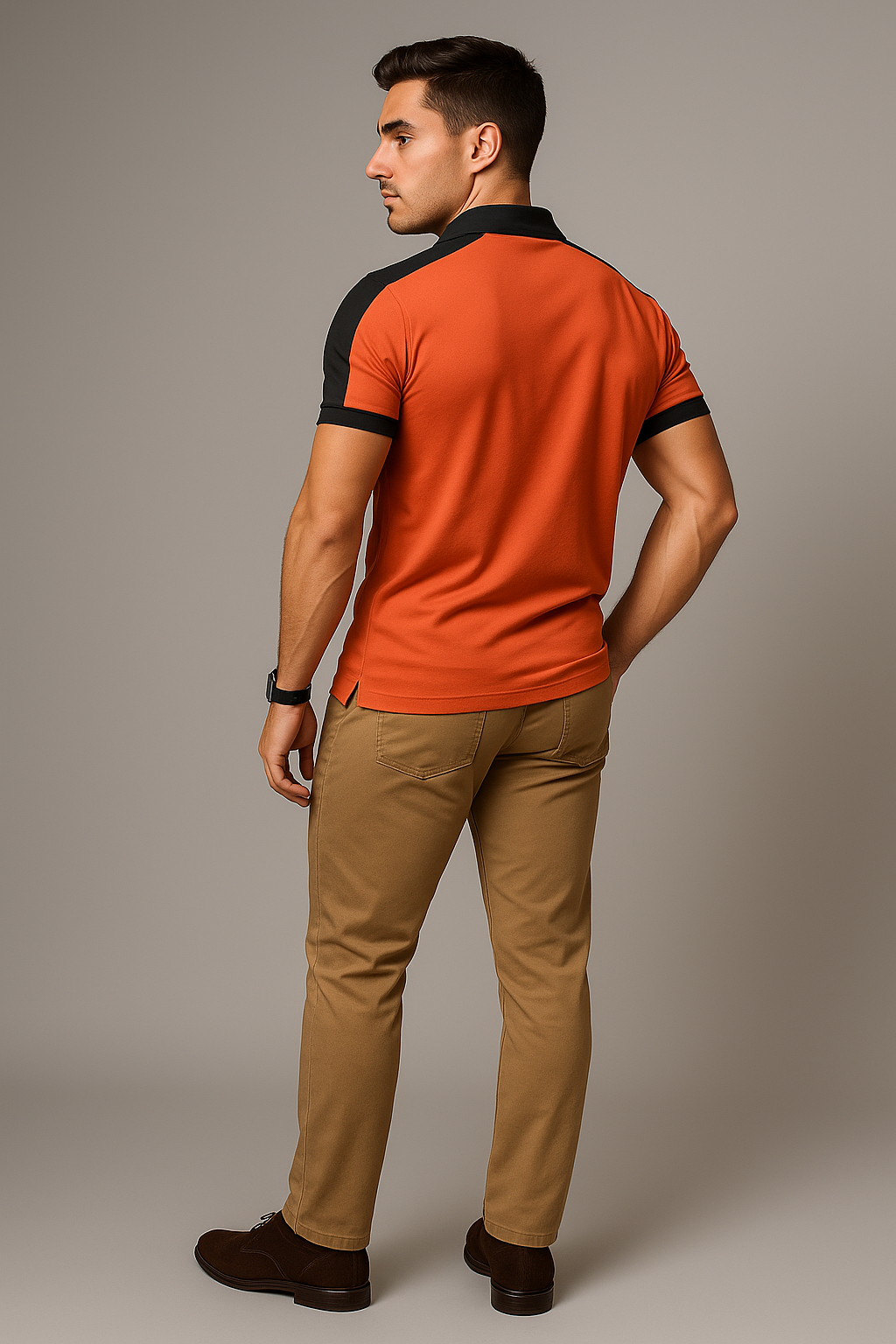 Elegant Men’s Short Sleeve Business Polo Shirt – Orange