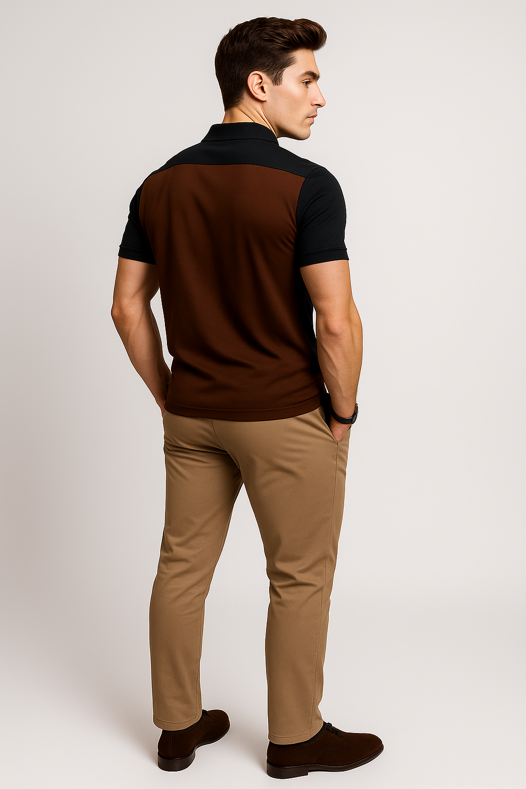 Elegant Men’s Short Sleeve Business Polo Shirt – Brown