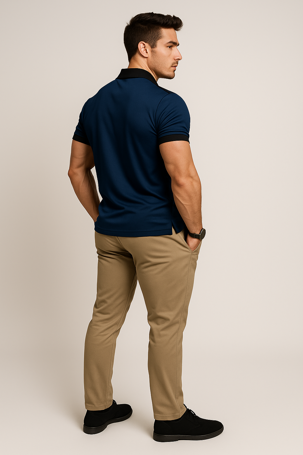 Elegant Men’s Short Sleeve Business Polo Shirt – Blue
