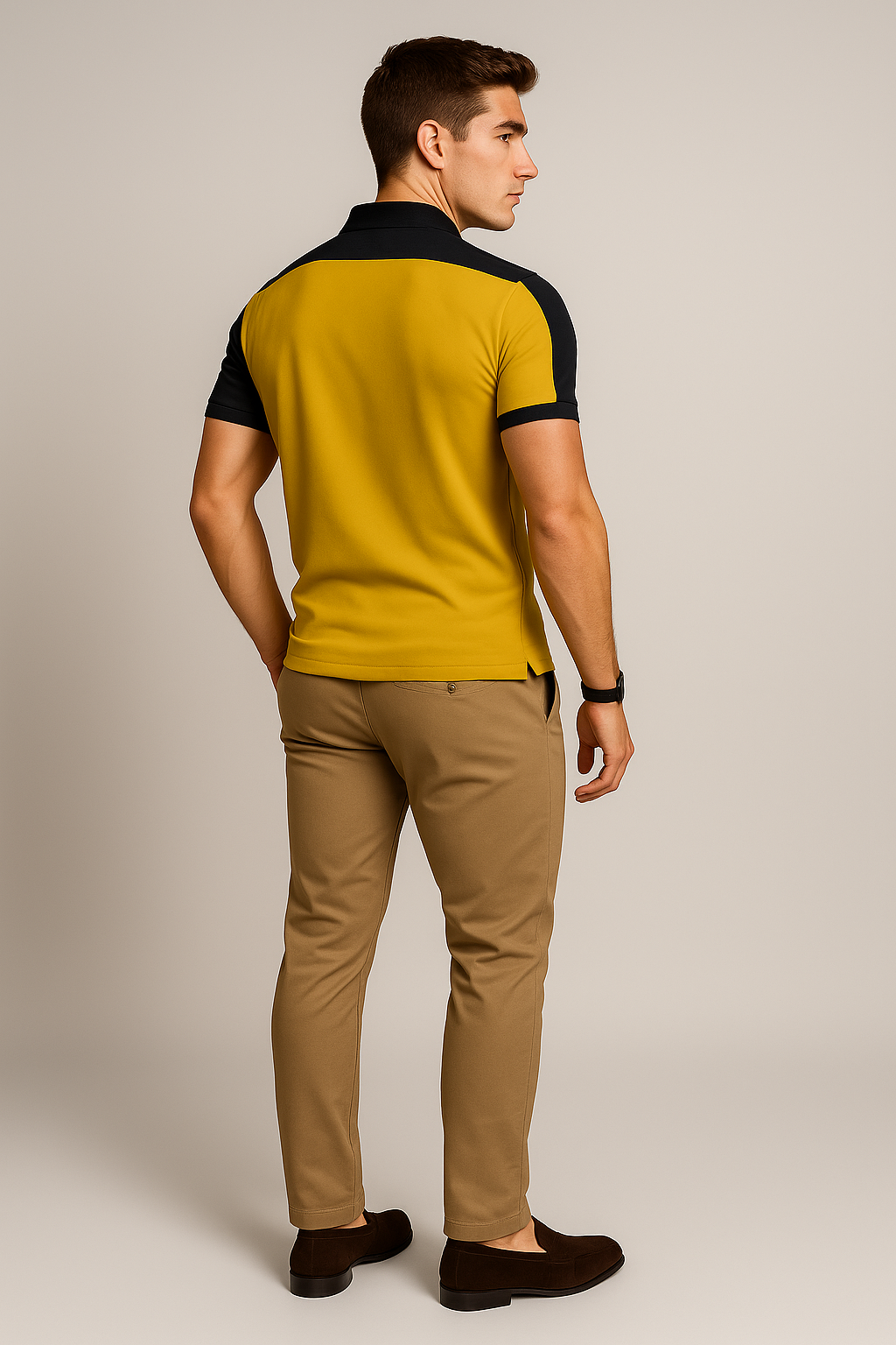 Elegant Men’s Short Sleeve Business Polo Shirt – Yellow