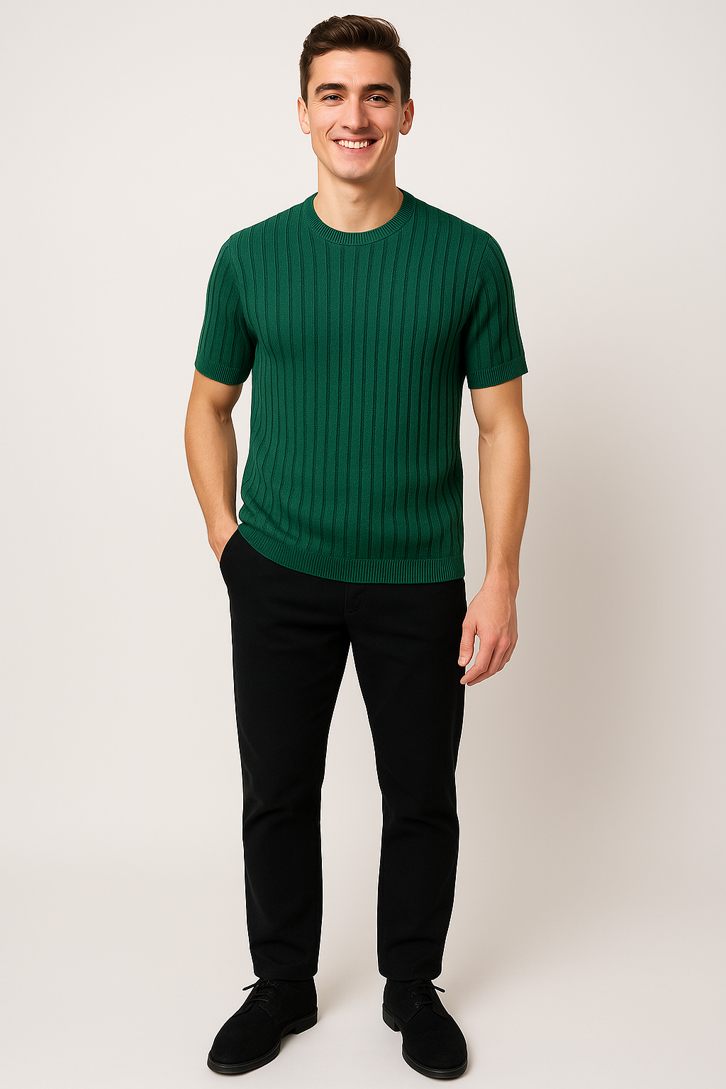 Classic Men's Short Sleeve Knit T-Shirt – Green