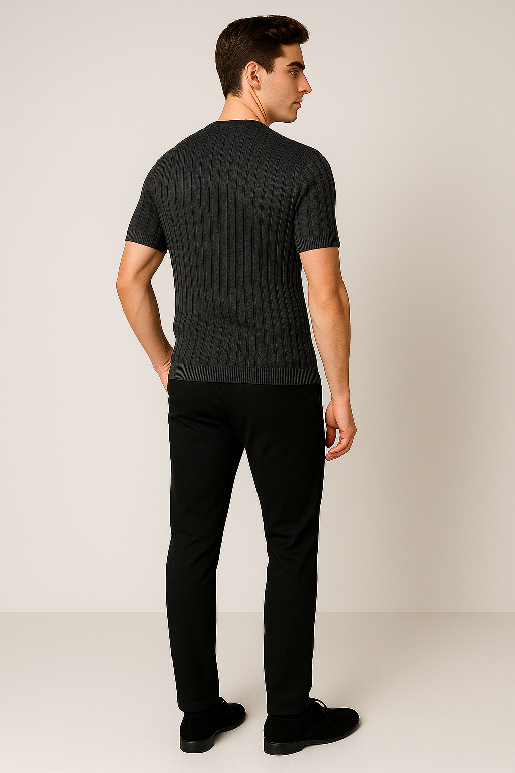 Classic Men's Short Sleeve Knit T-Shirt – Black