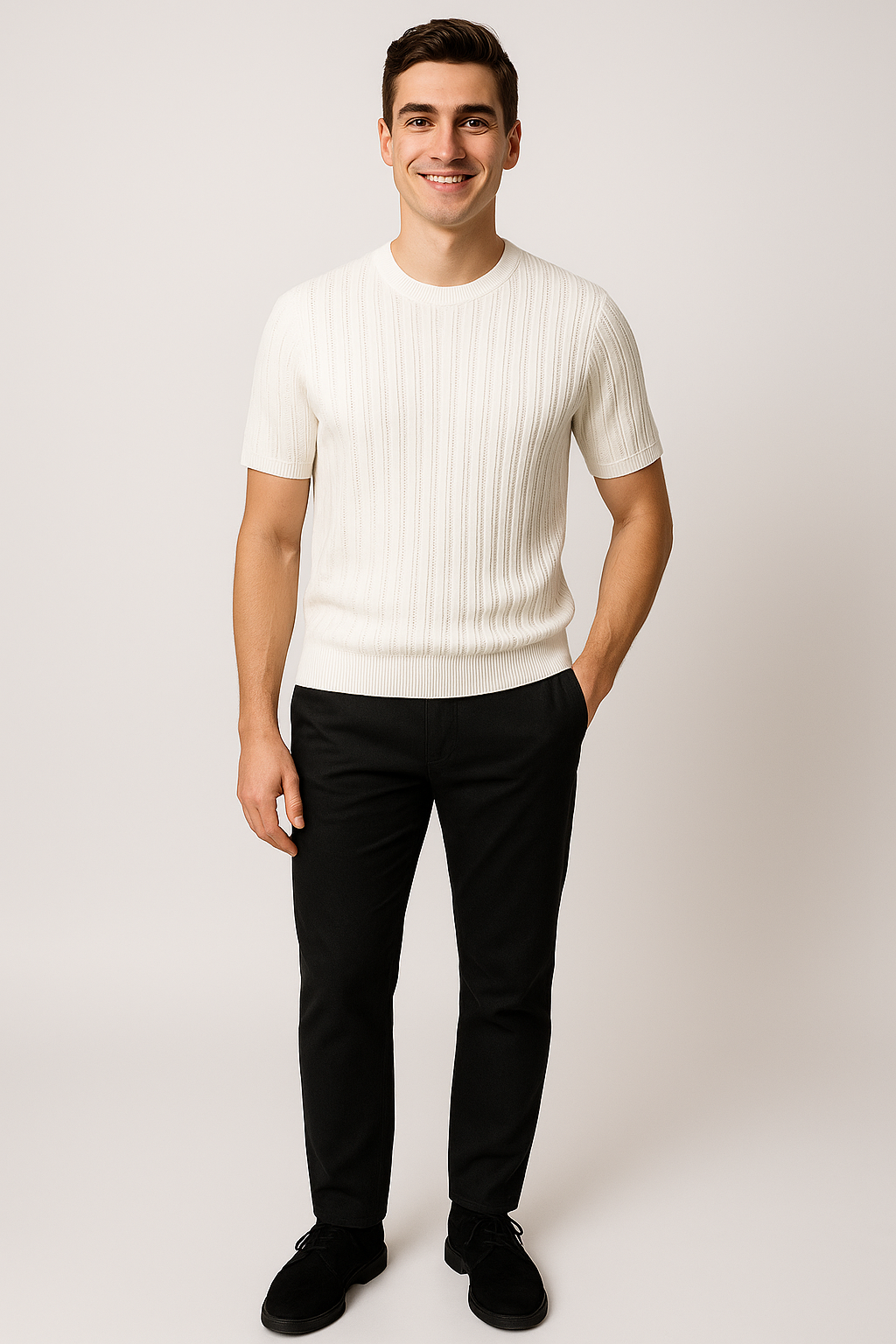 Classic Men's Short Sleeve Knit T-Shirt – White
