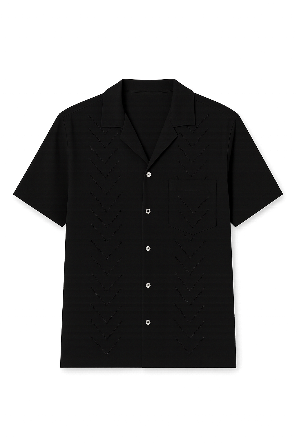 Modern Men's Short Sleeve Shirt with Buttoned Collar – Black