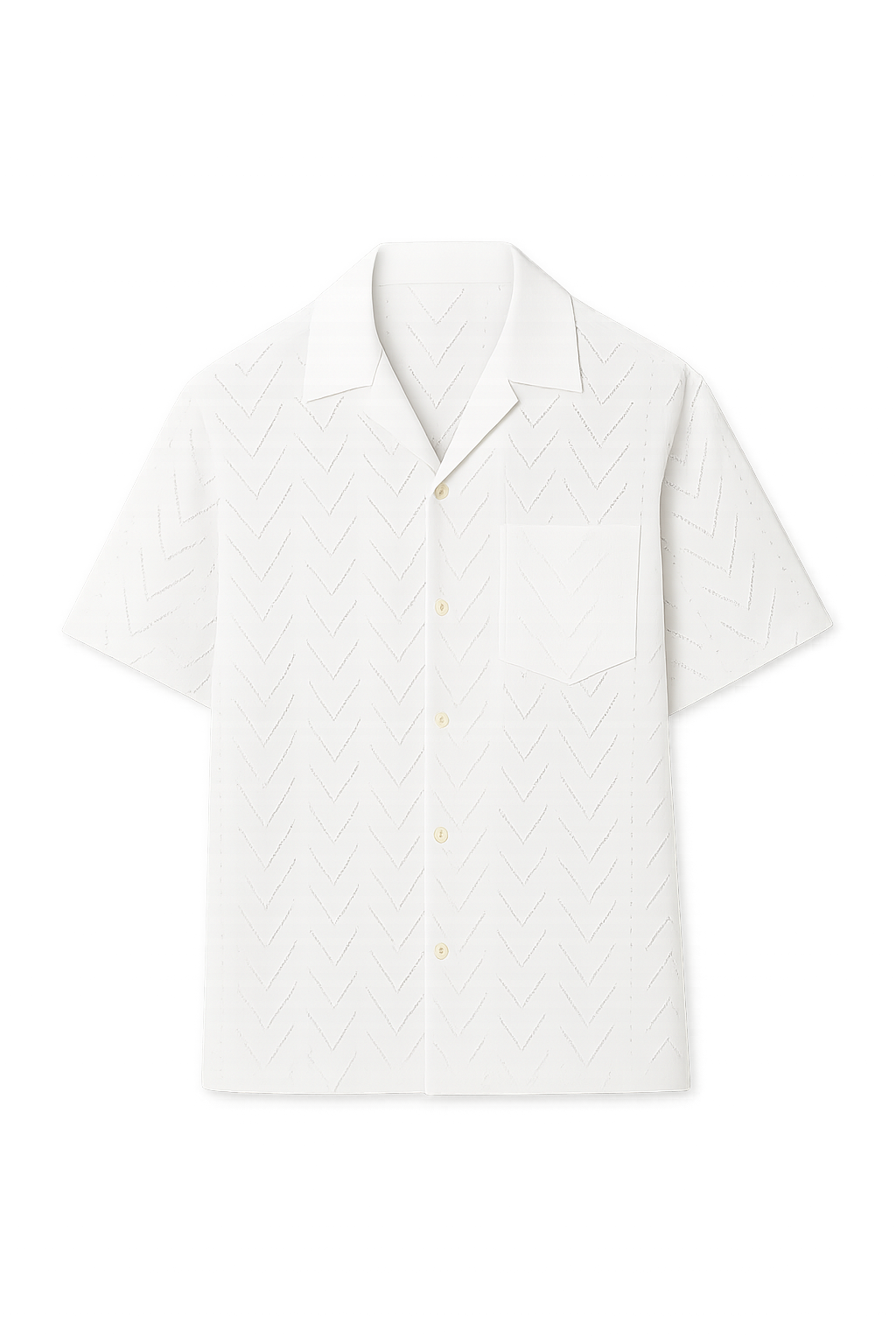 Modern Men's Short Sleeve Shirt with Buttoned Collar – White