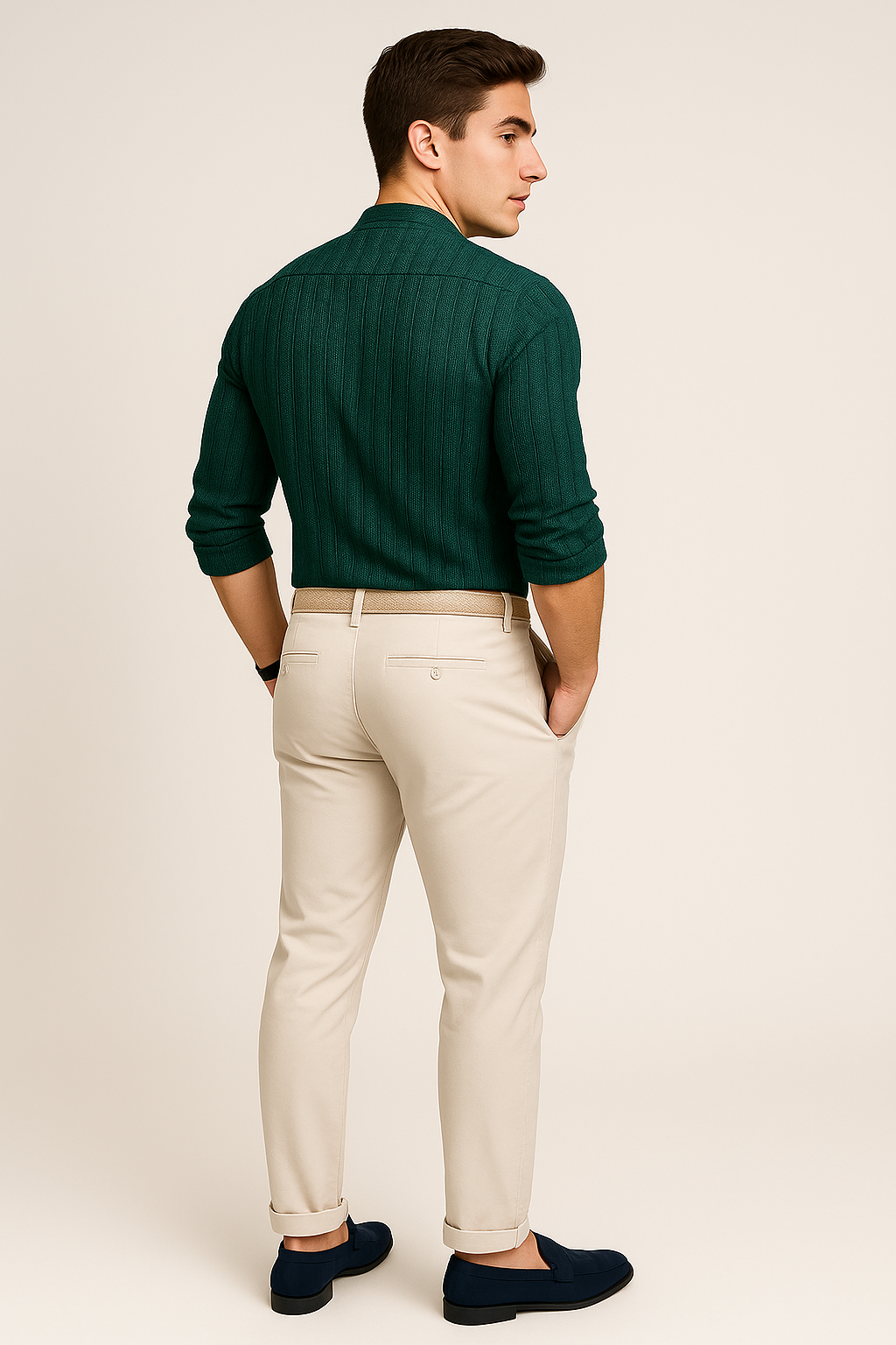Elegant Men's Short Sleeve Shirt – Green