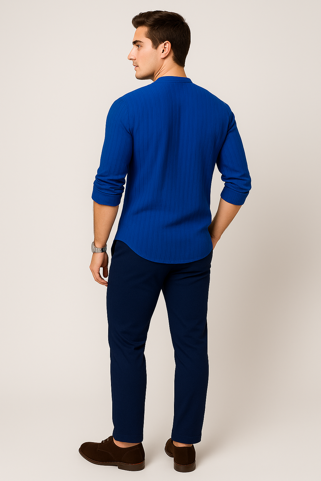Elegant Men's Short Sleeve Shirt – Blue