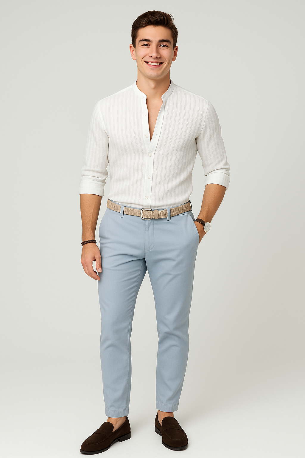 Elegant Men's Short Sleeve Shirt – White