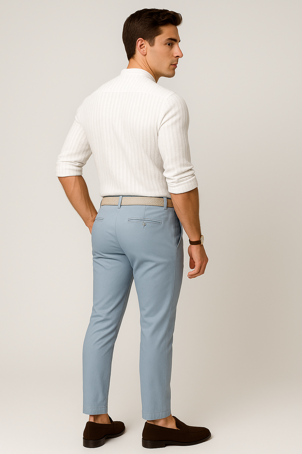 Elegant Men's Short Sleeve Shirt – White
