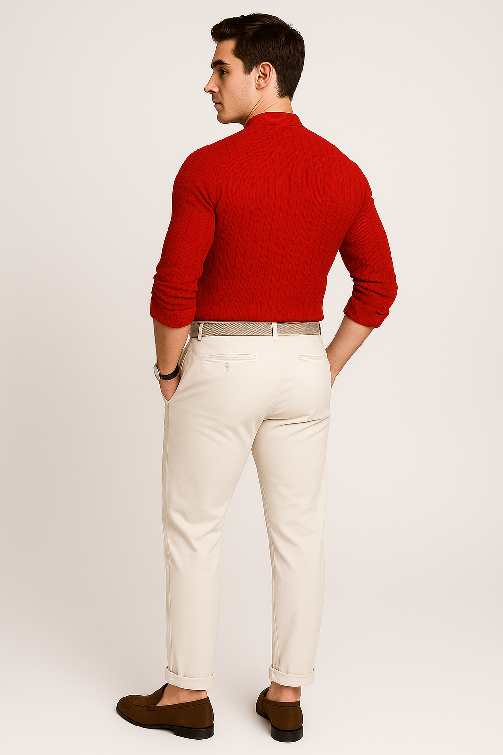 Elegant Men's Short Sleeve Shirt – Red