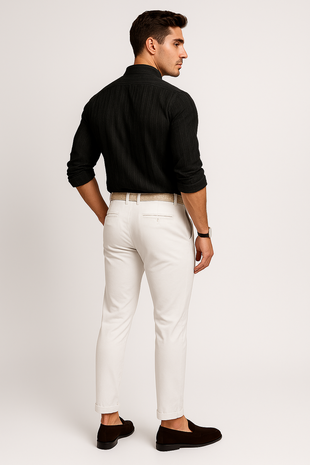 Elegant Men's Short Sleeve Shirt – Black