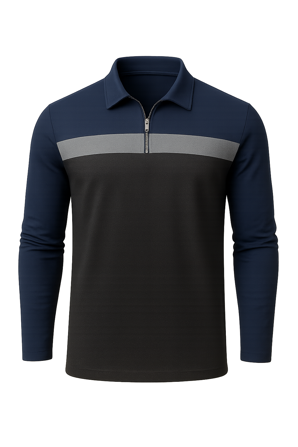 Retro Style Men’s Long Sleeve Polo Shirt – Light gray