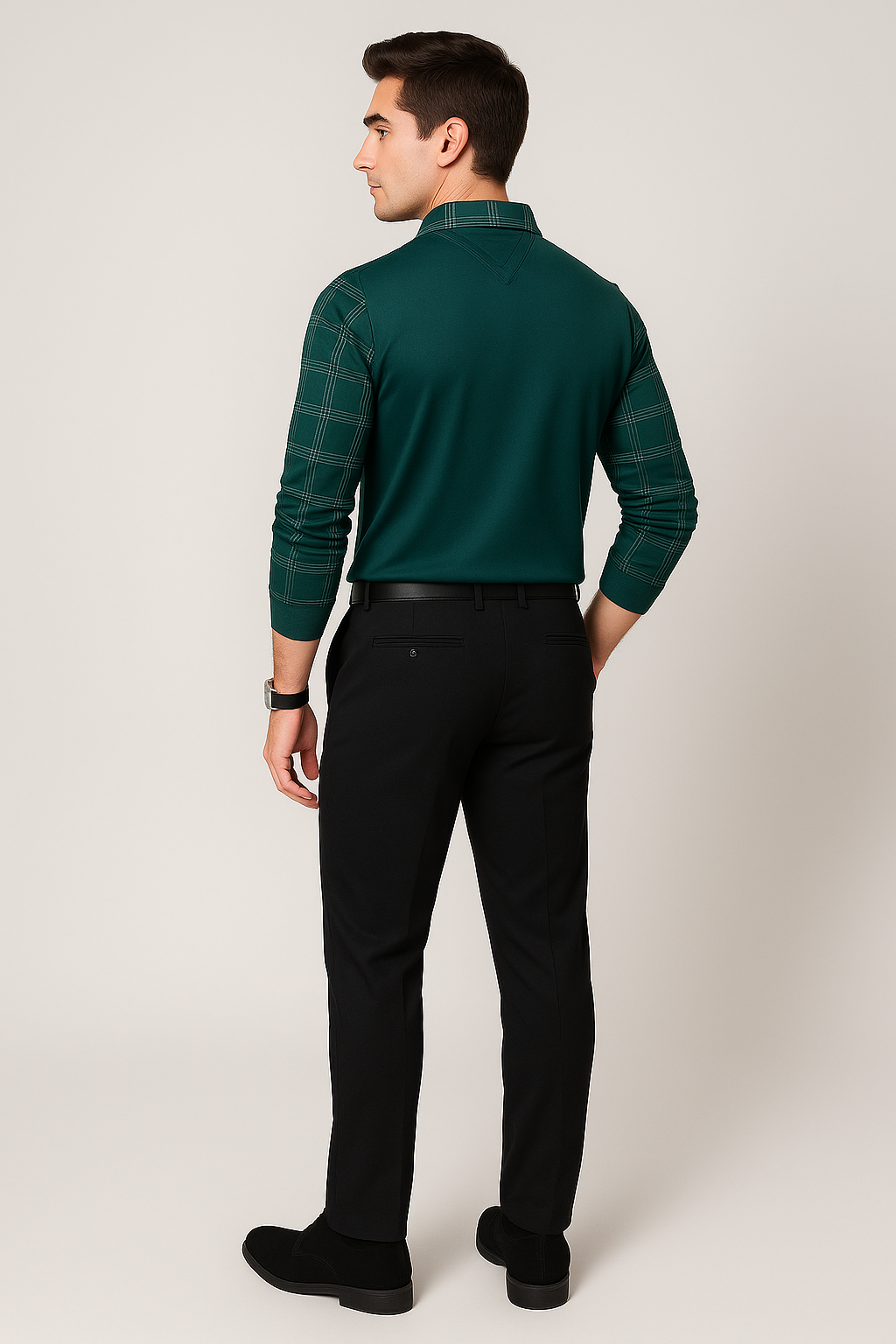 Vintage Men’s Long Sleeve Polo Shirt – Turquoise