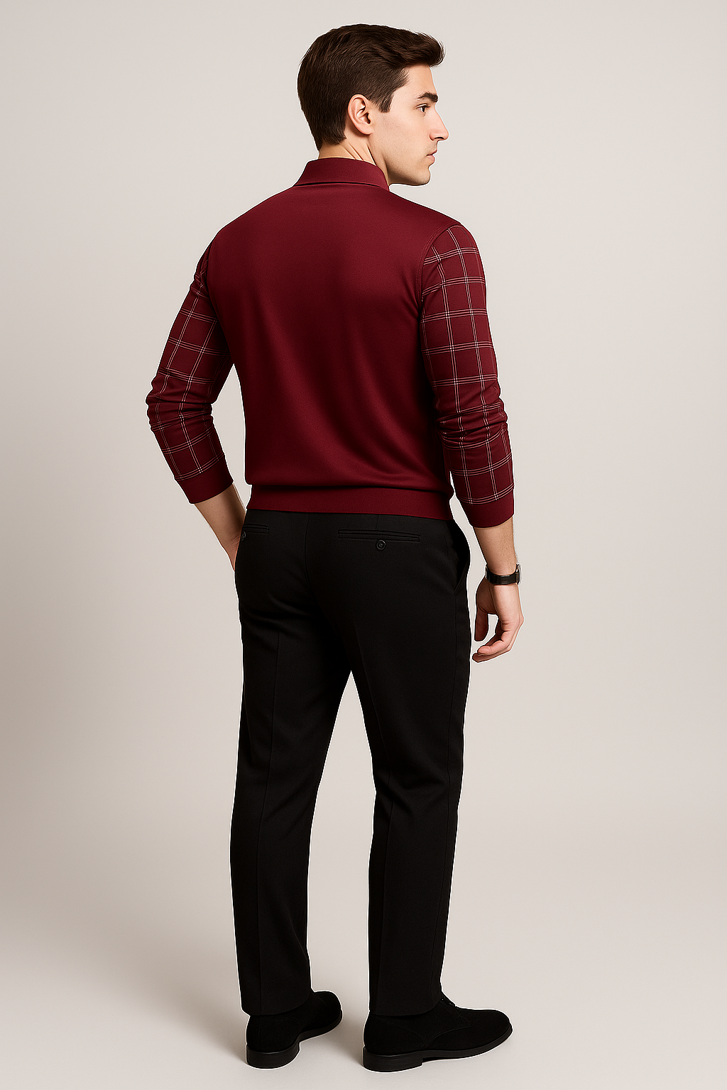 Vintage Men’s Long Sleeve Polo Shirt – Red