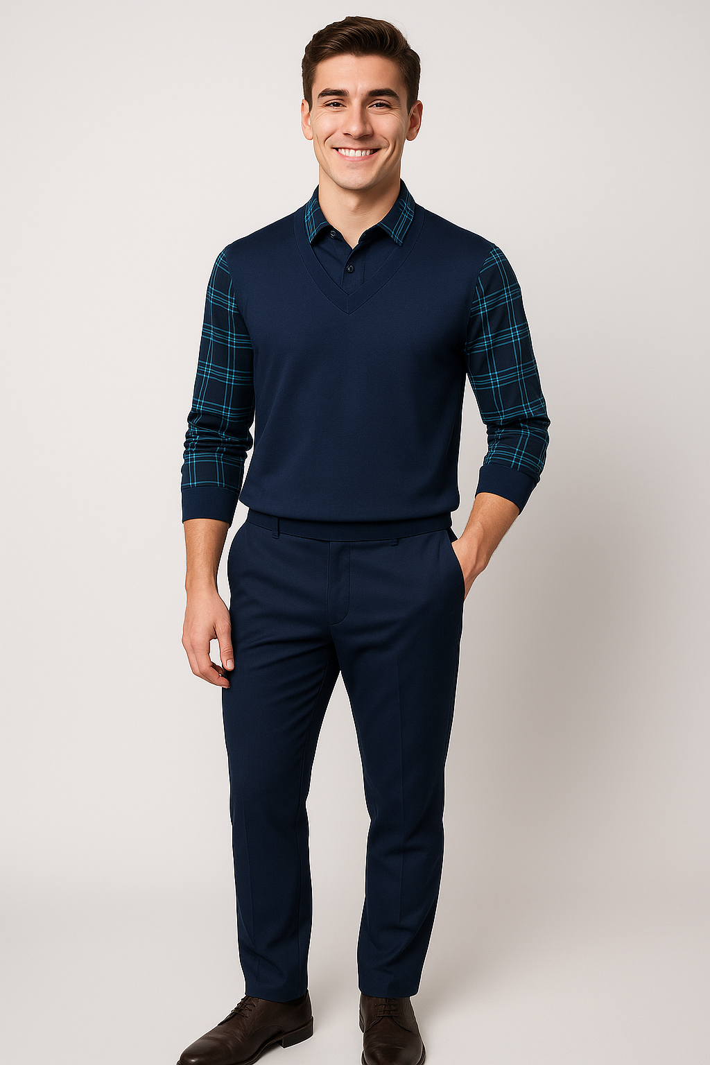 Vintage Men’s Long Sleeve Polo Shirt – Navy