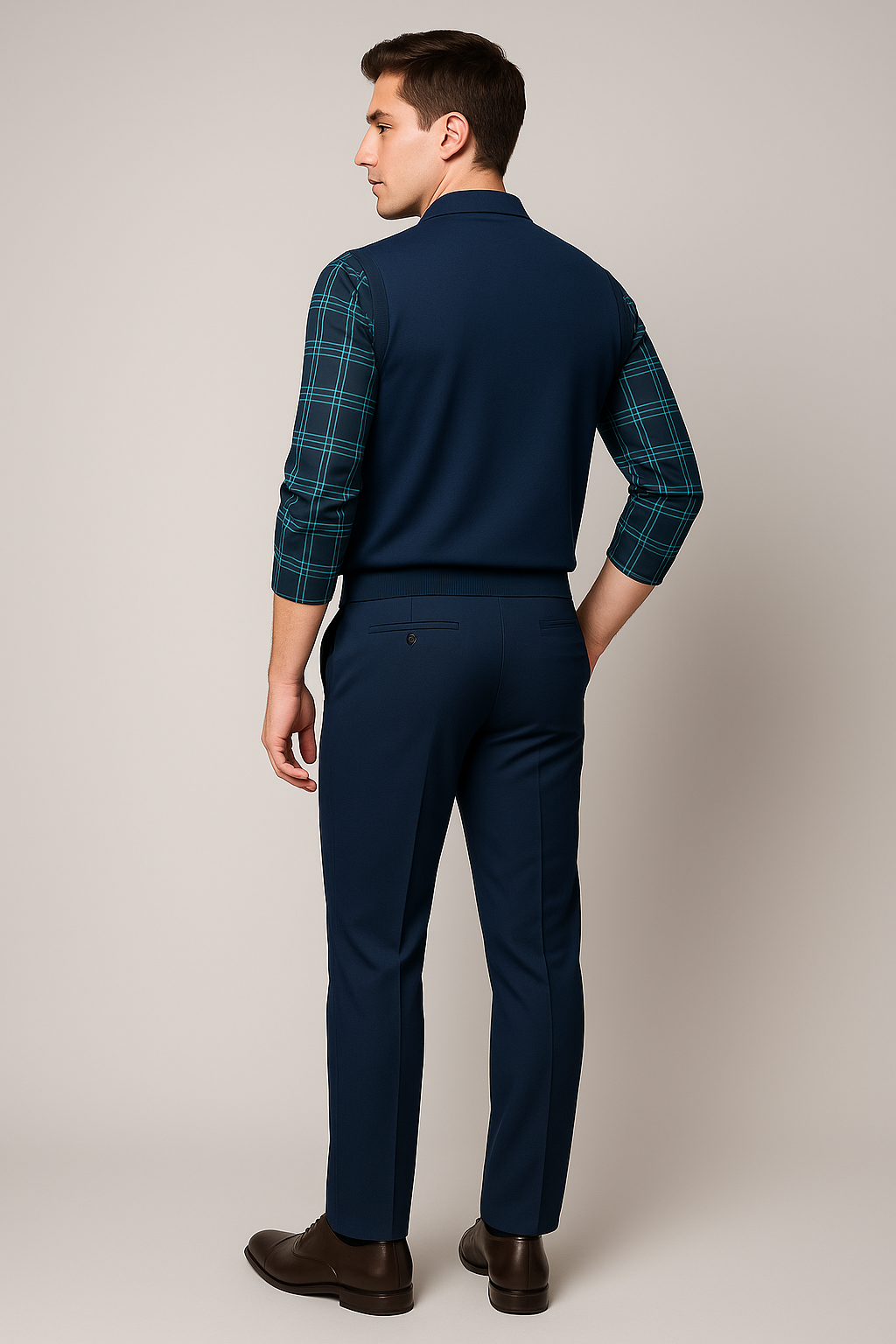 Vintage Men’s Long Sleeve Polo Shirt – Navy