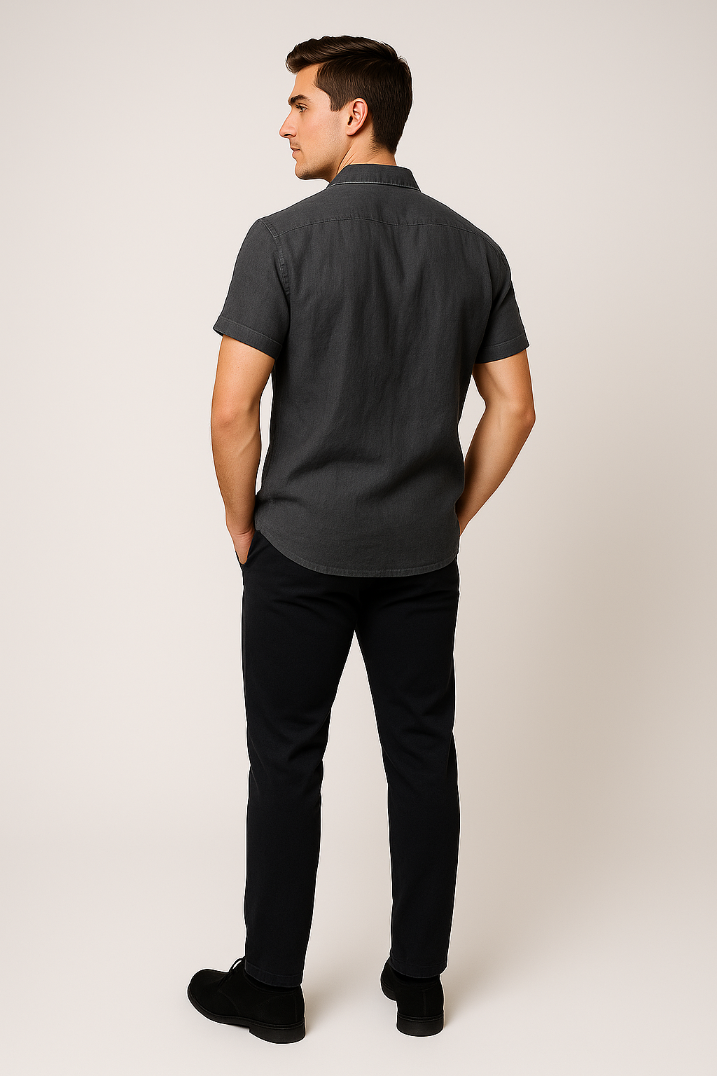 Classic Summer Men’s Linen Polo Shirt – Gray