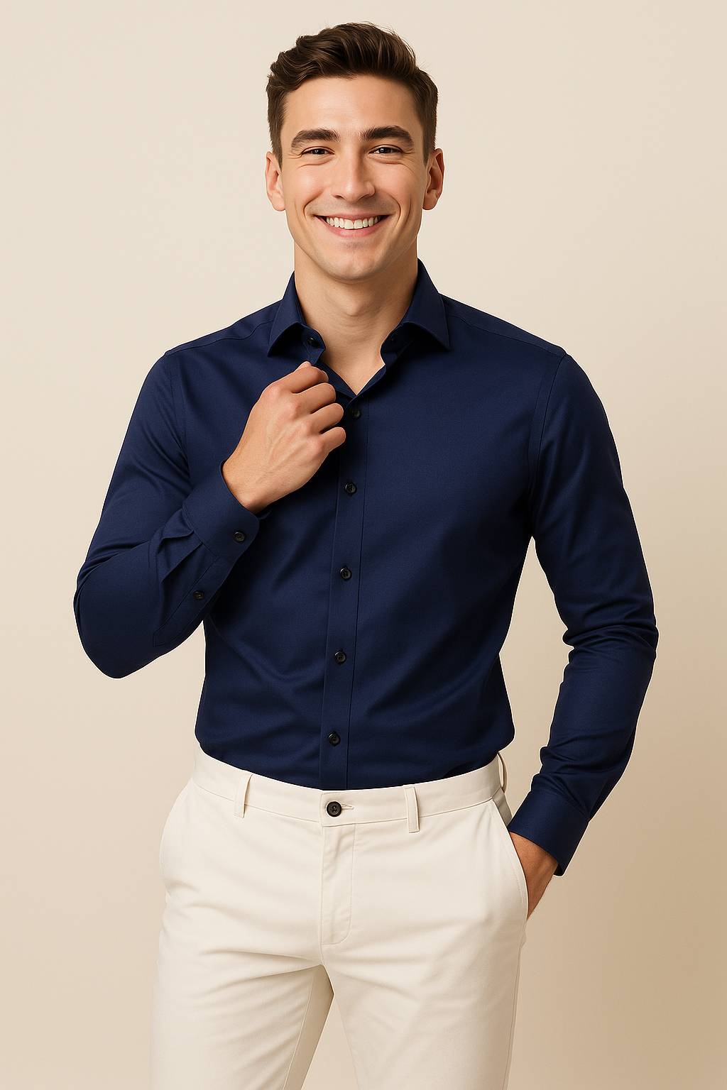 Men’s Wrinkle-Free Stretch Shirt – Smart Fit, Comfortable & Flexible for Work & Everyday Wear Black