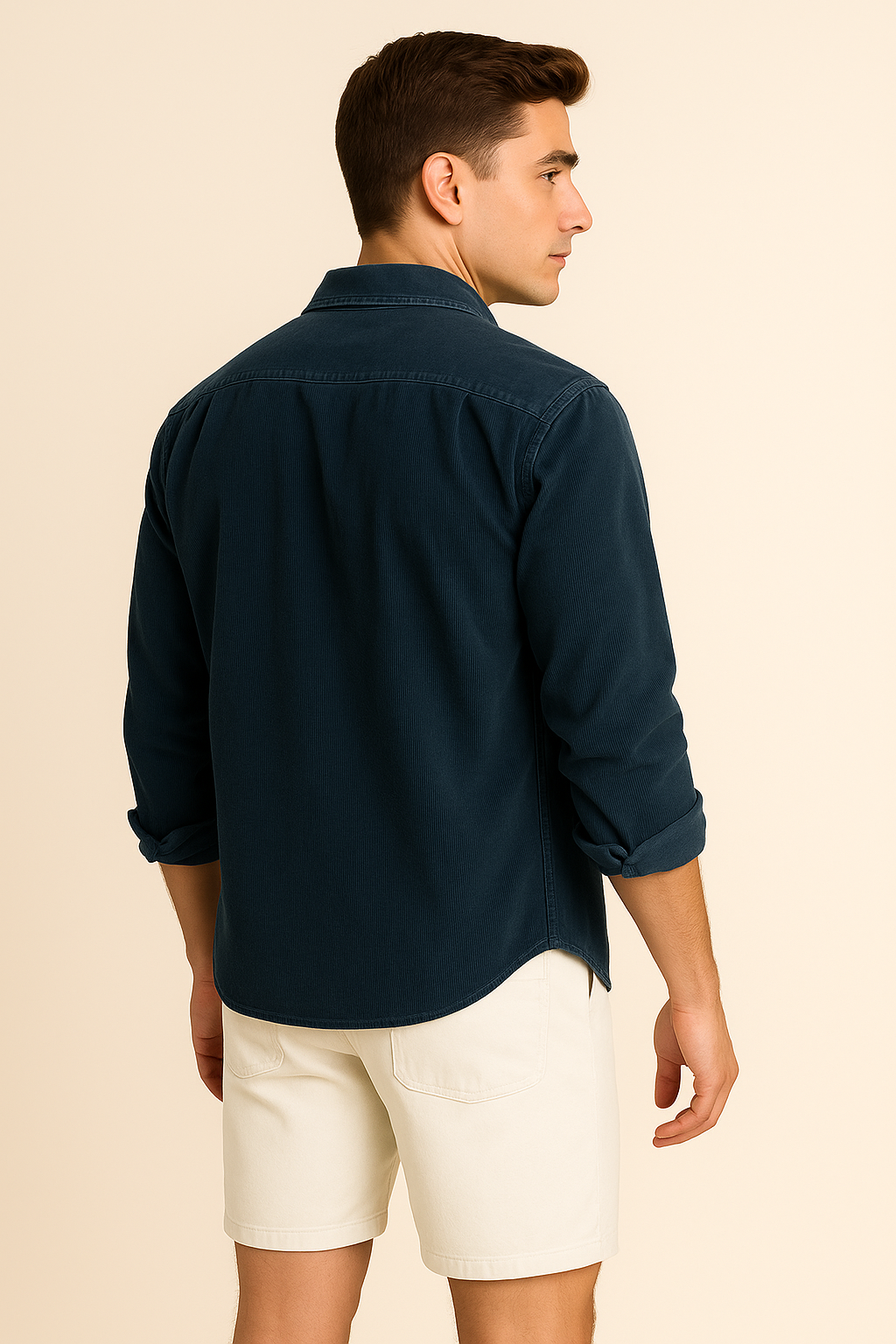 Men’s Retro Corduroy Shirt – Dark Blue