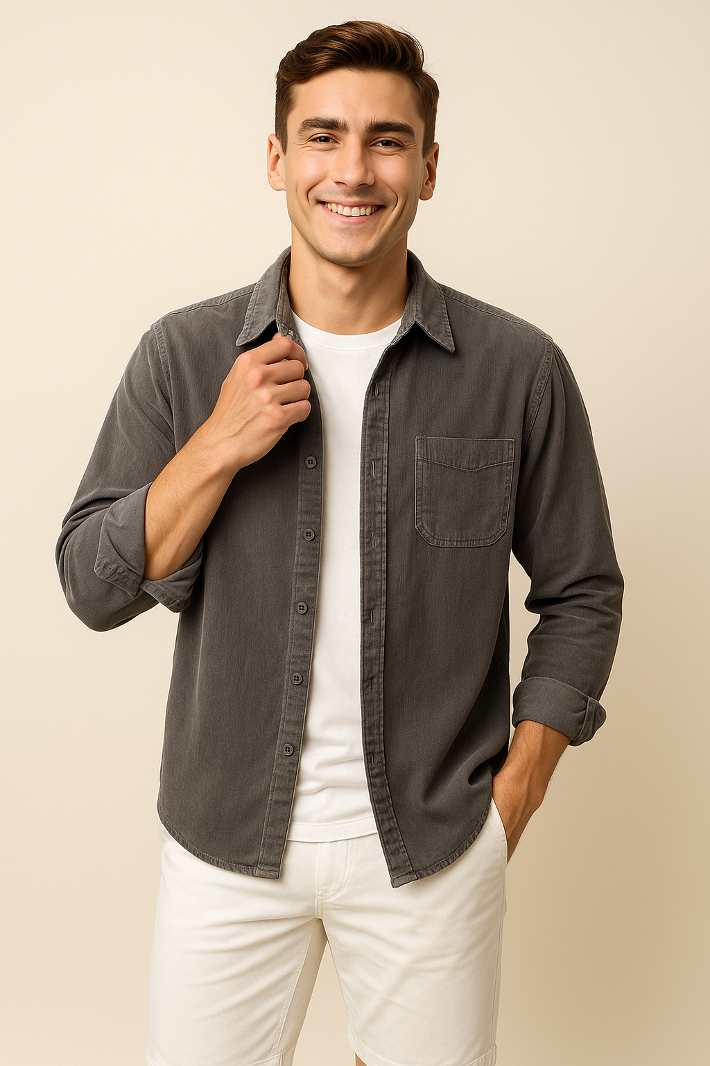 Men’s Retro Corduroy Shirt – Anthracite
