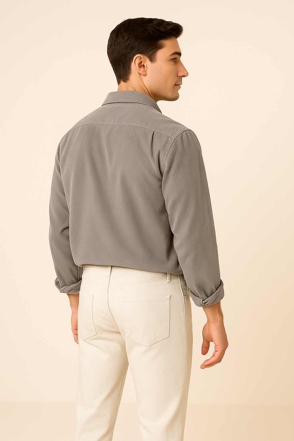 Men’s Retro Corduroy Shirt – Smart Vintage Look for Every Occasion Light Gray