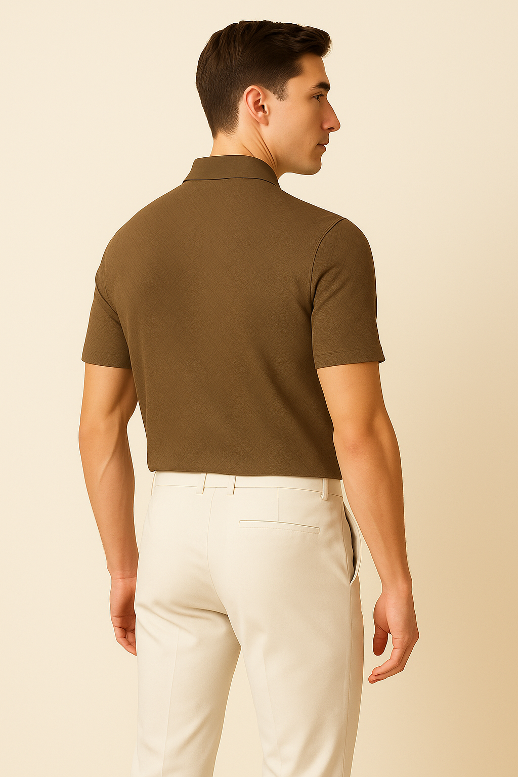 Elegant Men’s Silk Polo Shirt – Brown