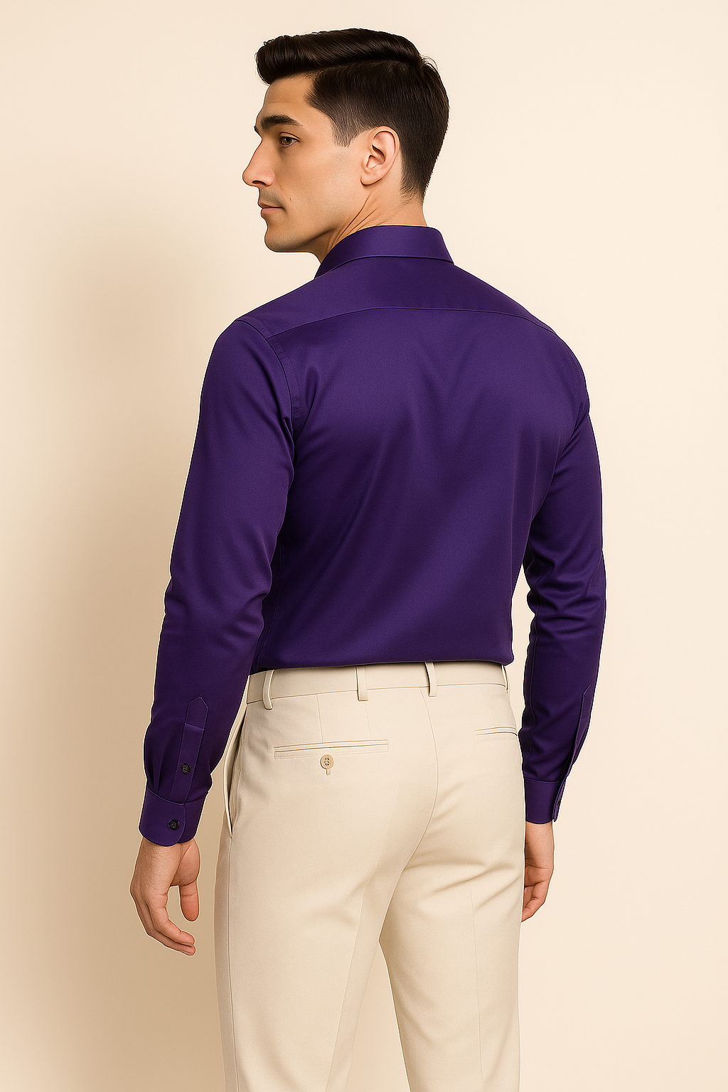Classic Men’s Wrinkle-Free Stretch Shirt –Purple