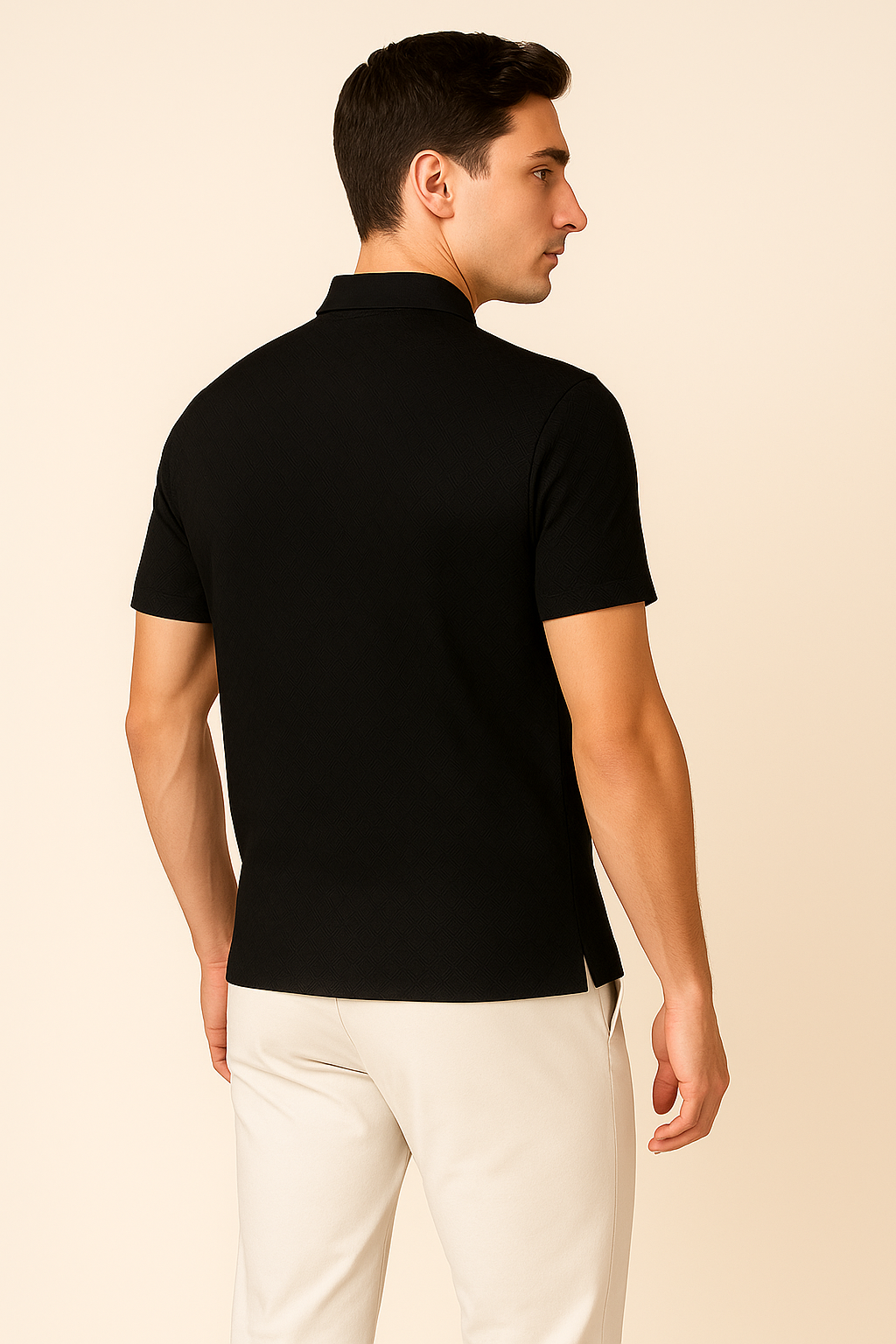 Elegant Men’s Silk Polo Shirt – Black