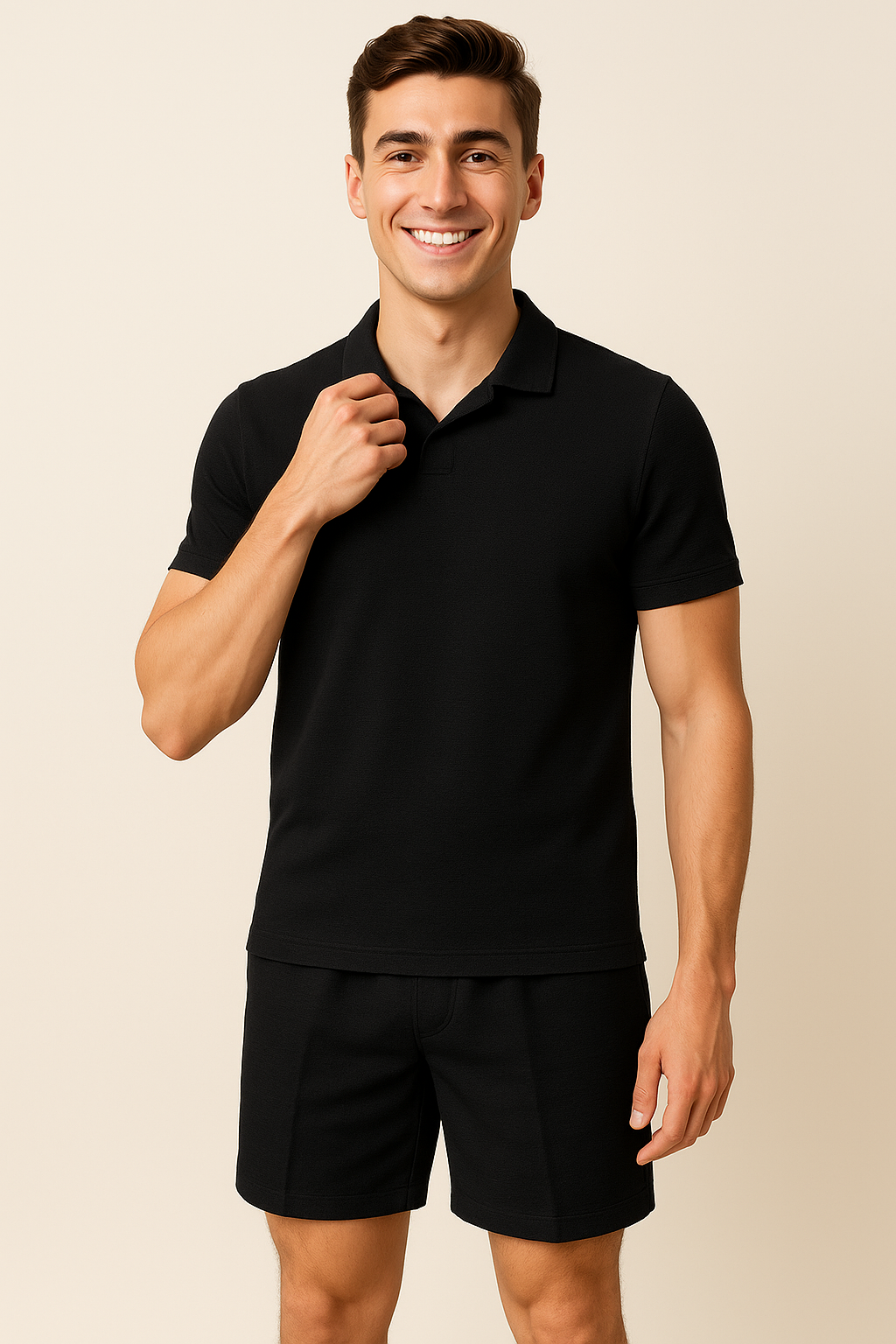Trendy Summer Men's Casual Set – Black