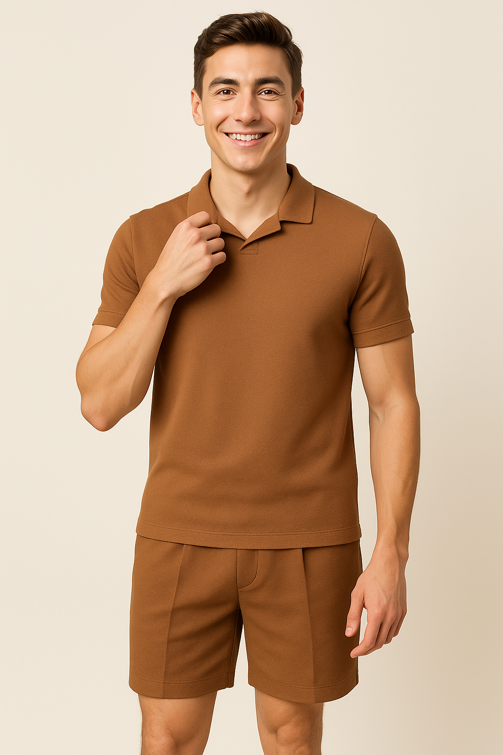 Trendy Summer Men's Casual Set – Brown