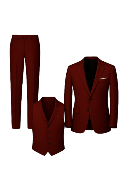 Formal Men's 3-Piece Set – Burgundy