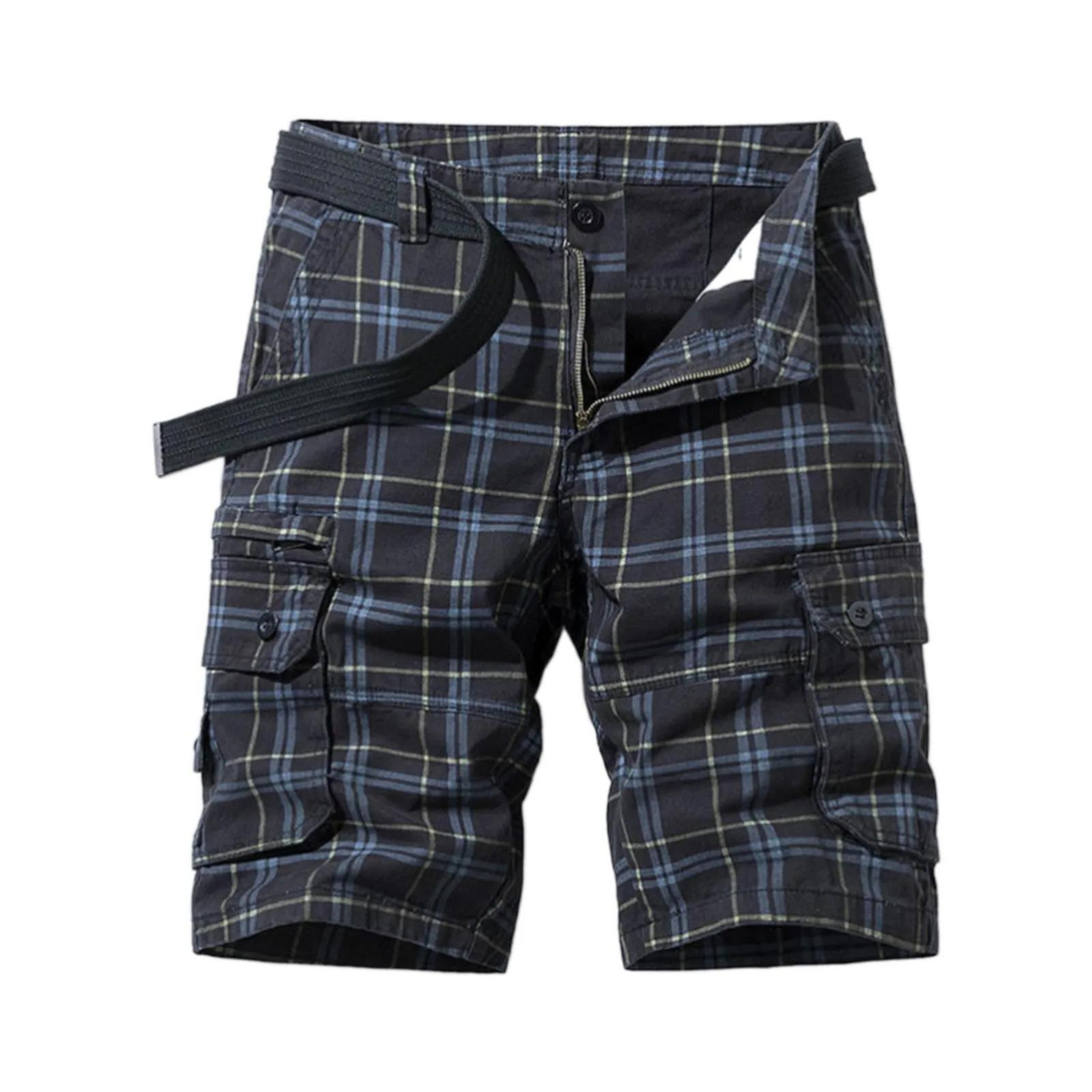 Classic Men's Striped Cargo Shorts - Black