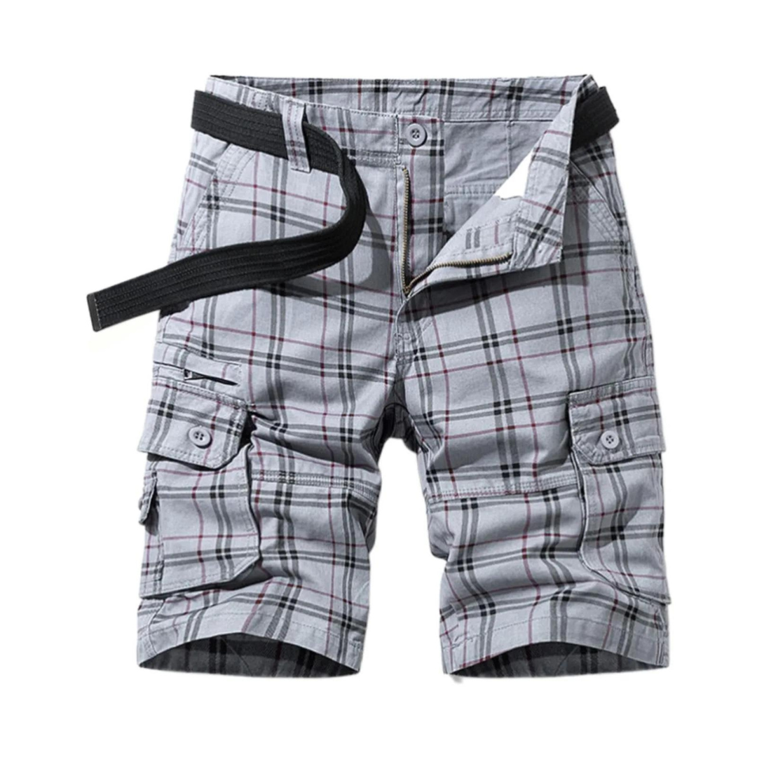 Classic Men's Striped Cargo Shorts - Gray