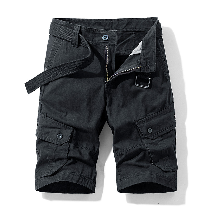 Casual Men's Multi-Pocket Cargo Shorts - Black