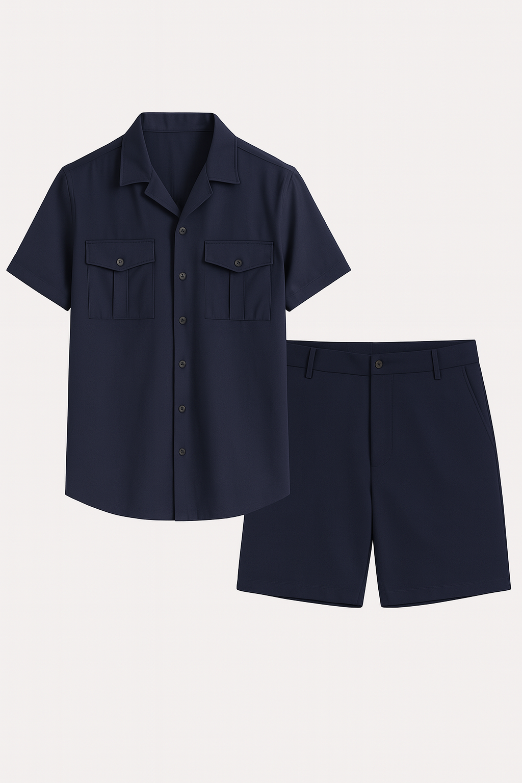 Elegant Men’s Polo & Shorts Set - Dark Blue