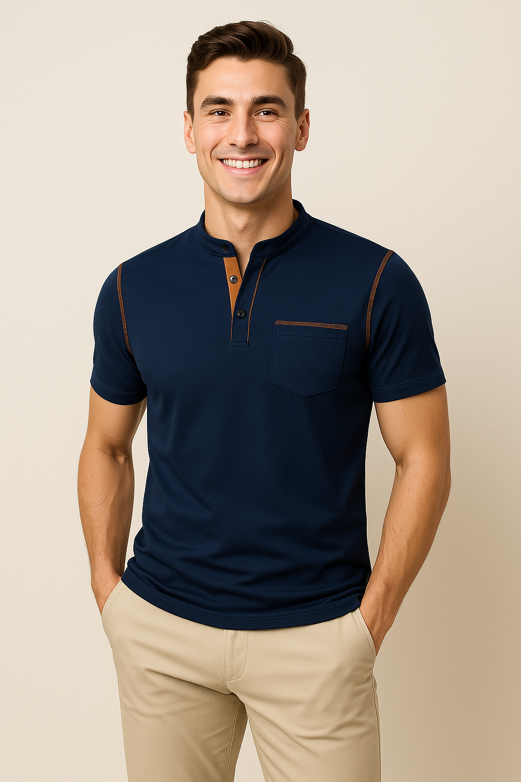 Elegant Smart-Casual Men's Polo – Dark Blue