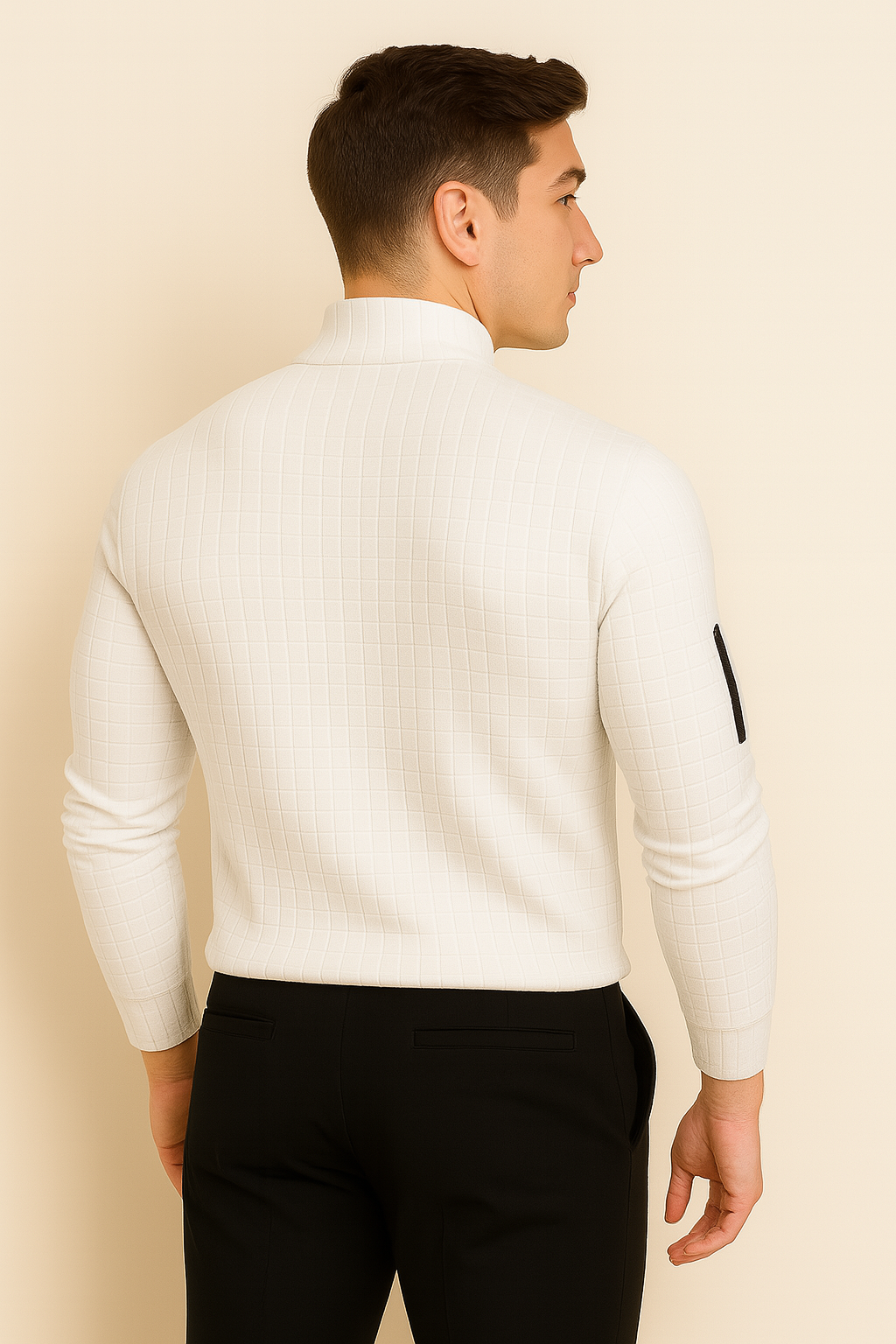 Modern Style Men’s Long Sleeve Polo Shirt – White