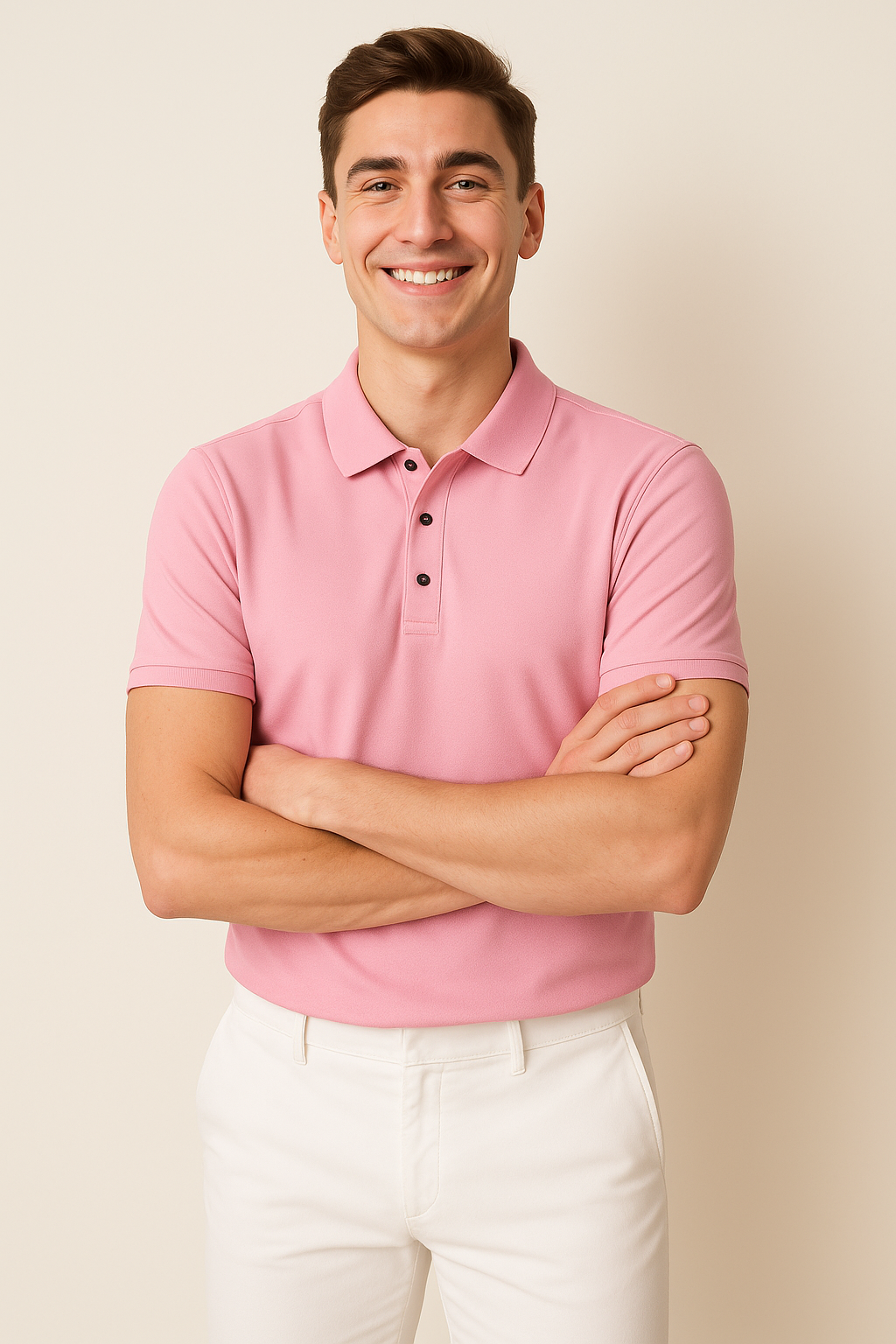 Elegant Casual Men’s Polo - Pink