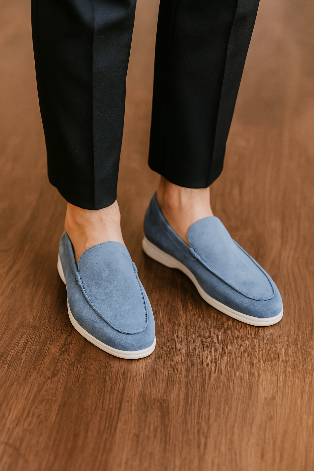 Casual Men’s Slip-on Loafers – Light Blue