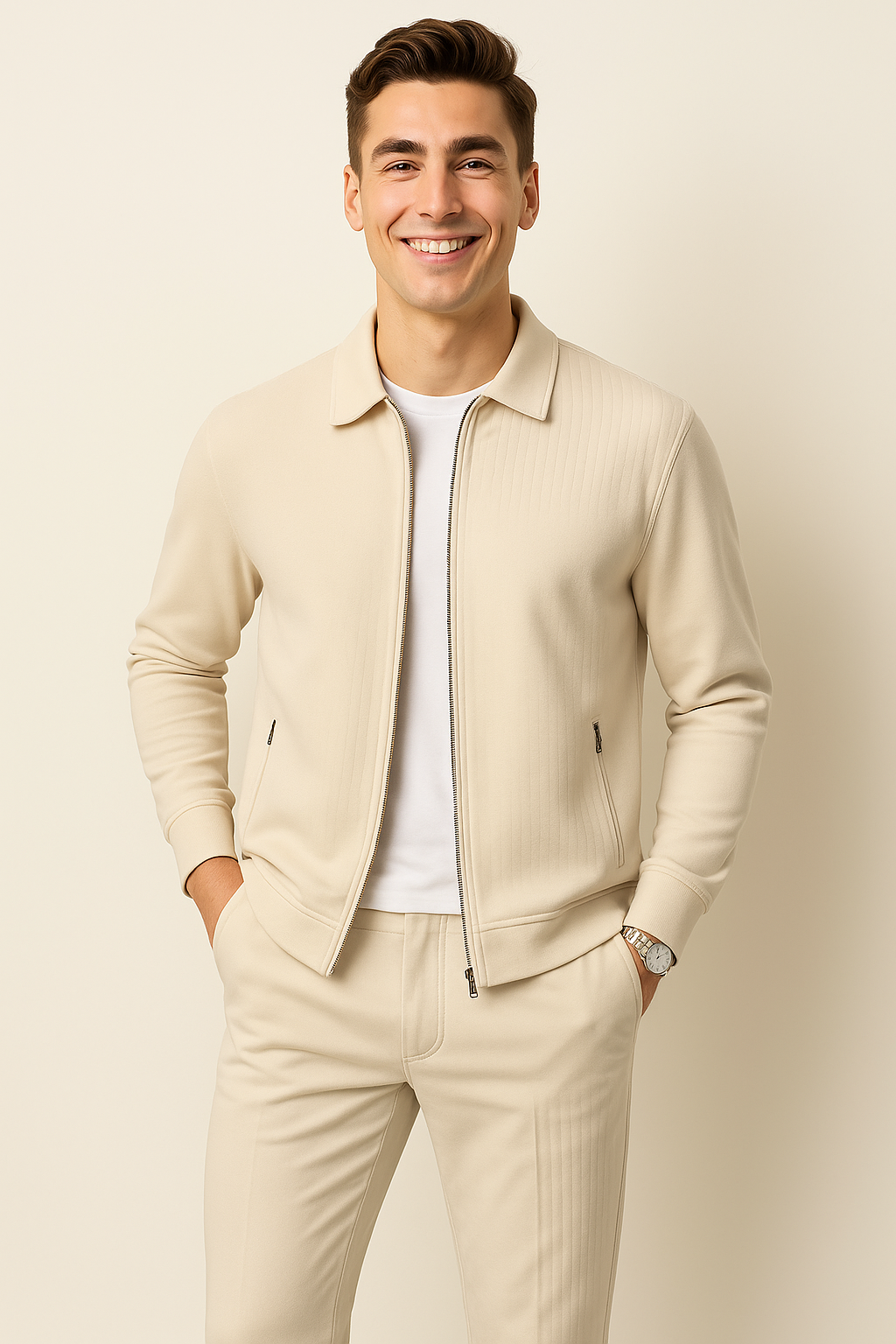 Trendy Summer Men's Set – Beige